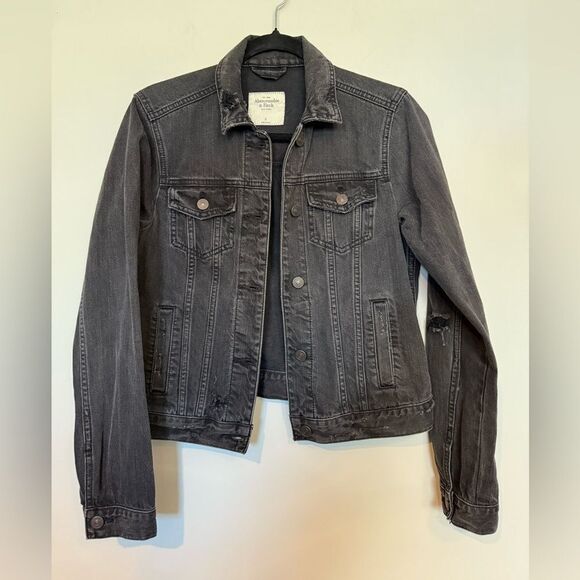 Abercrombie & Fitch Distressed Heavyweight Denim Jean Jacket Women's Size Small - Picture 2 of 9